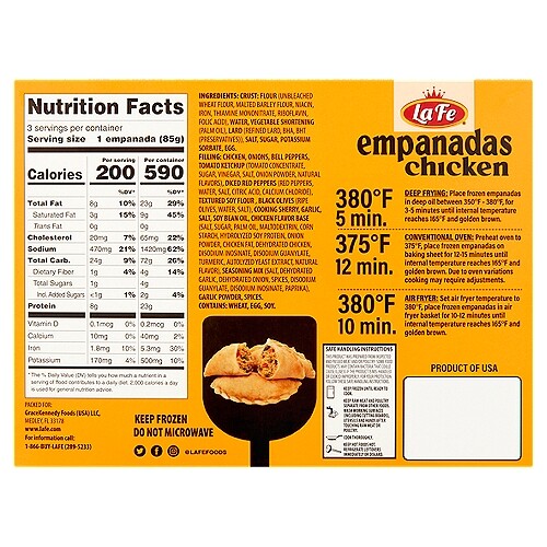 Nutritional facts of Empanadas