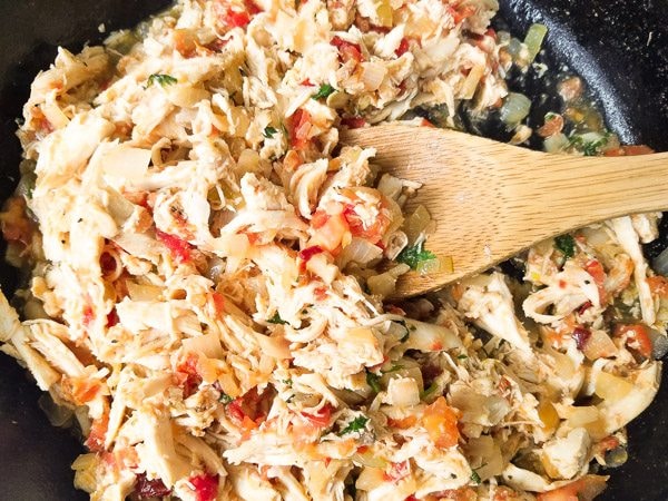 making the Filling for Chicken Empanadas